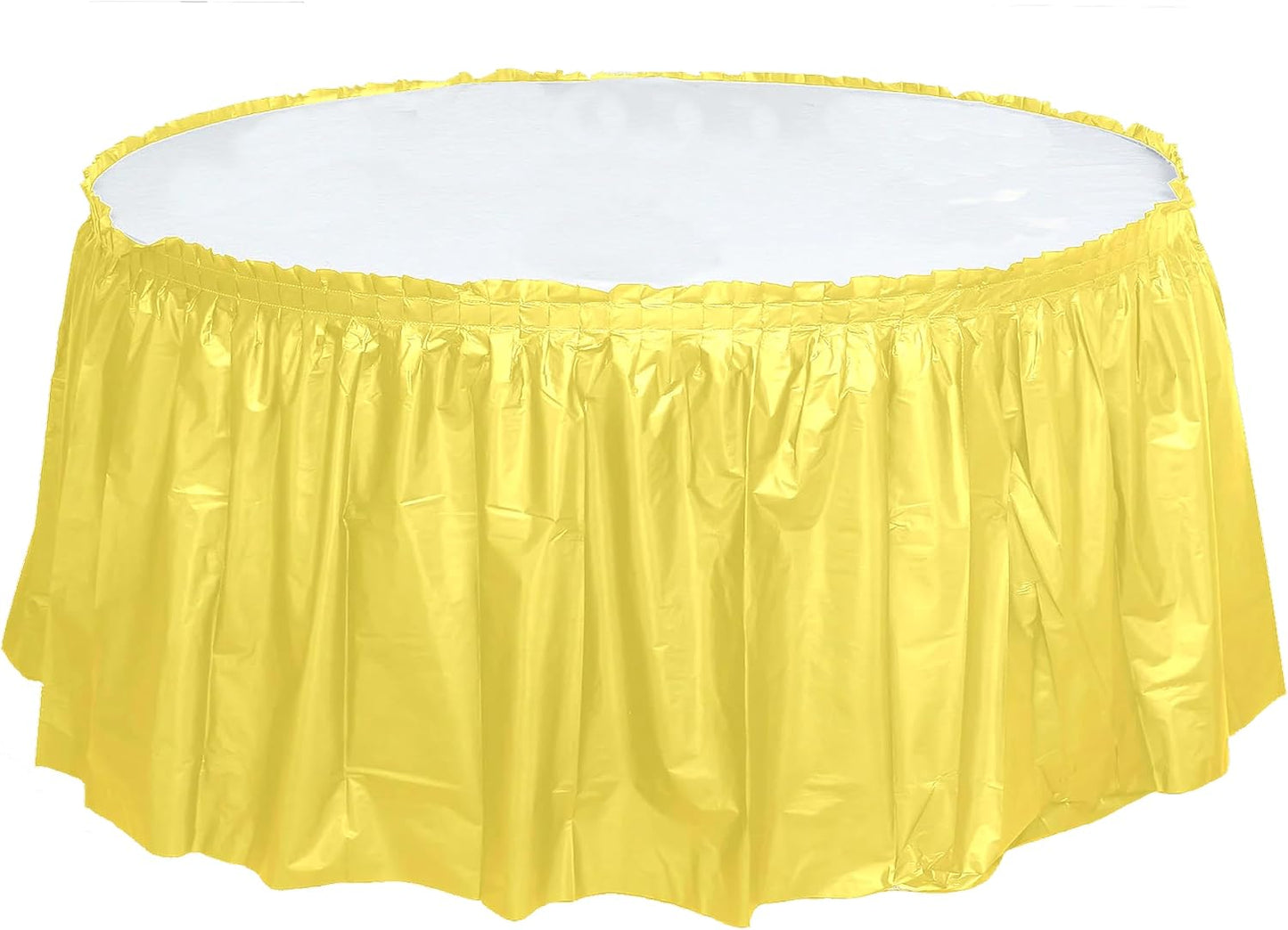 Party Favors Plus Yellow Plastic Tablecloth 84 Inch Round with 2 Table Skirts 3 Piece Set