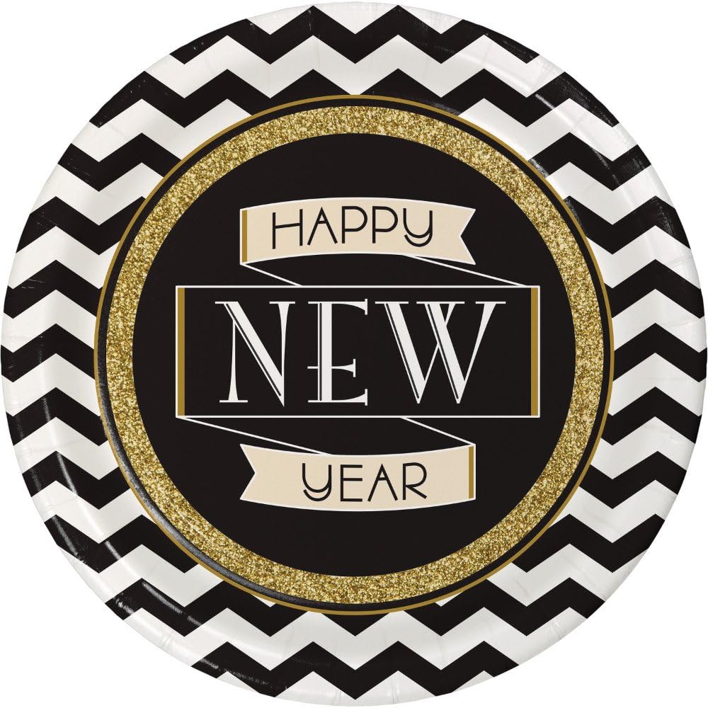 Creative Converting Midnight Celebration Round Paper Plates 8 Count 8.75"