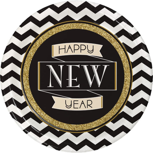 Creative Converting Midnight Celebration Round Paper Plates 8 Count 8.75"