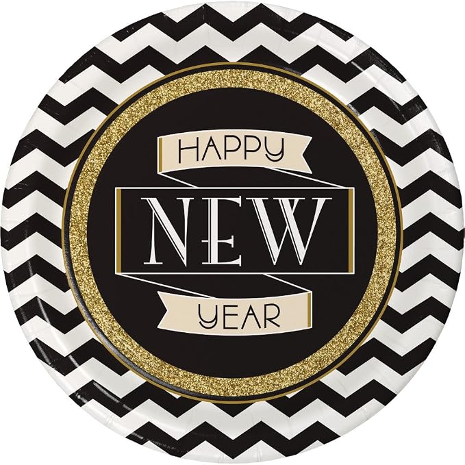 Creative Converting Midnight Celebration Round Paper Plates 8 Count 8.75"