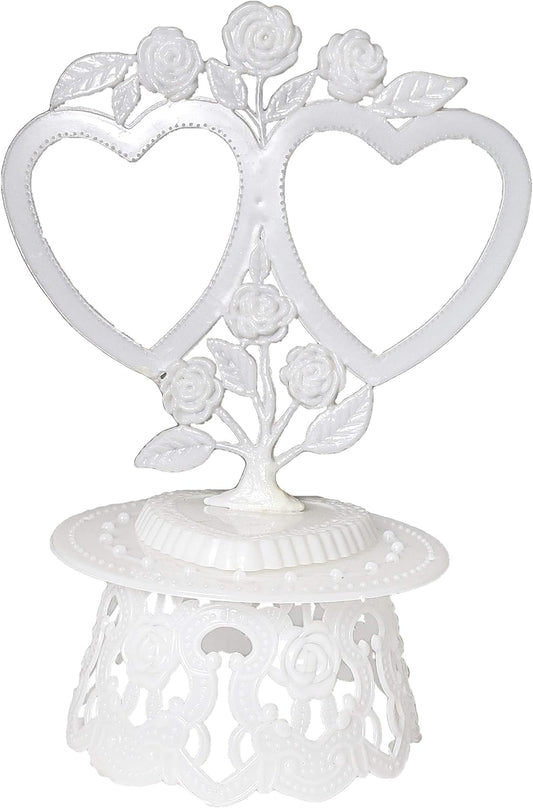 Party Favors Plus White Plastic Cake Top Stand Accessories 2 Heart Back Base