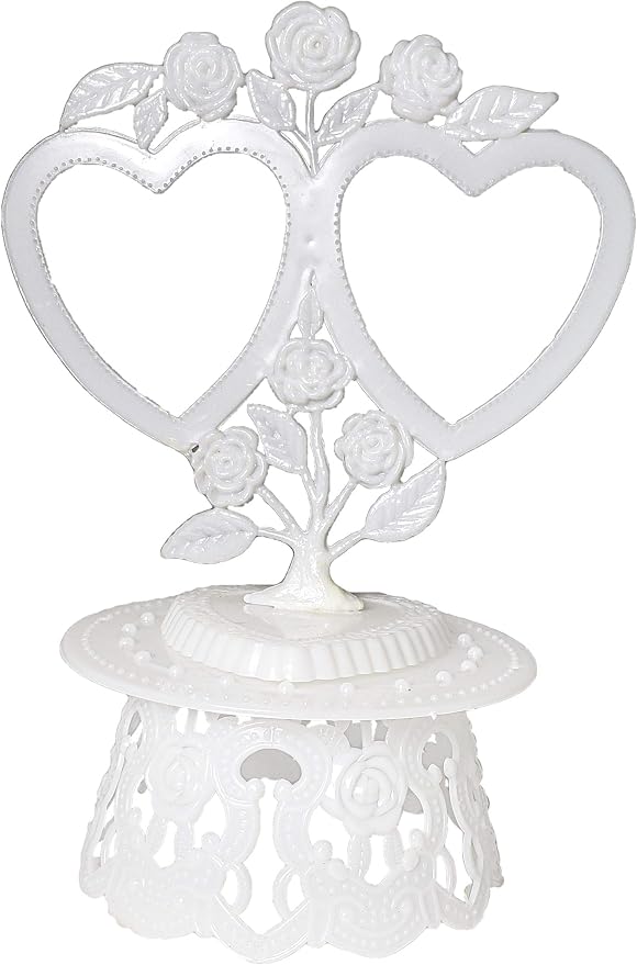 Party Favors Plus White Plastic Cake Top Stand Accessories 2 Heart Back Base