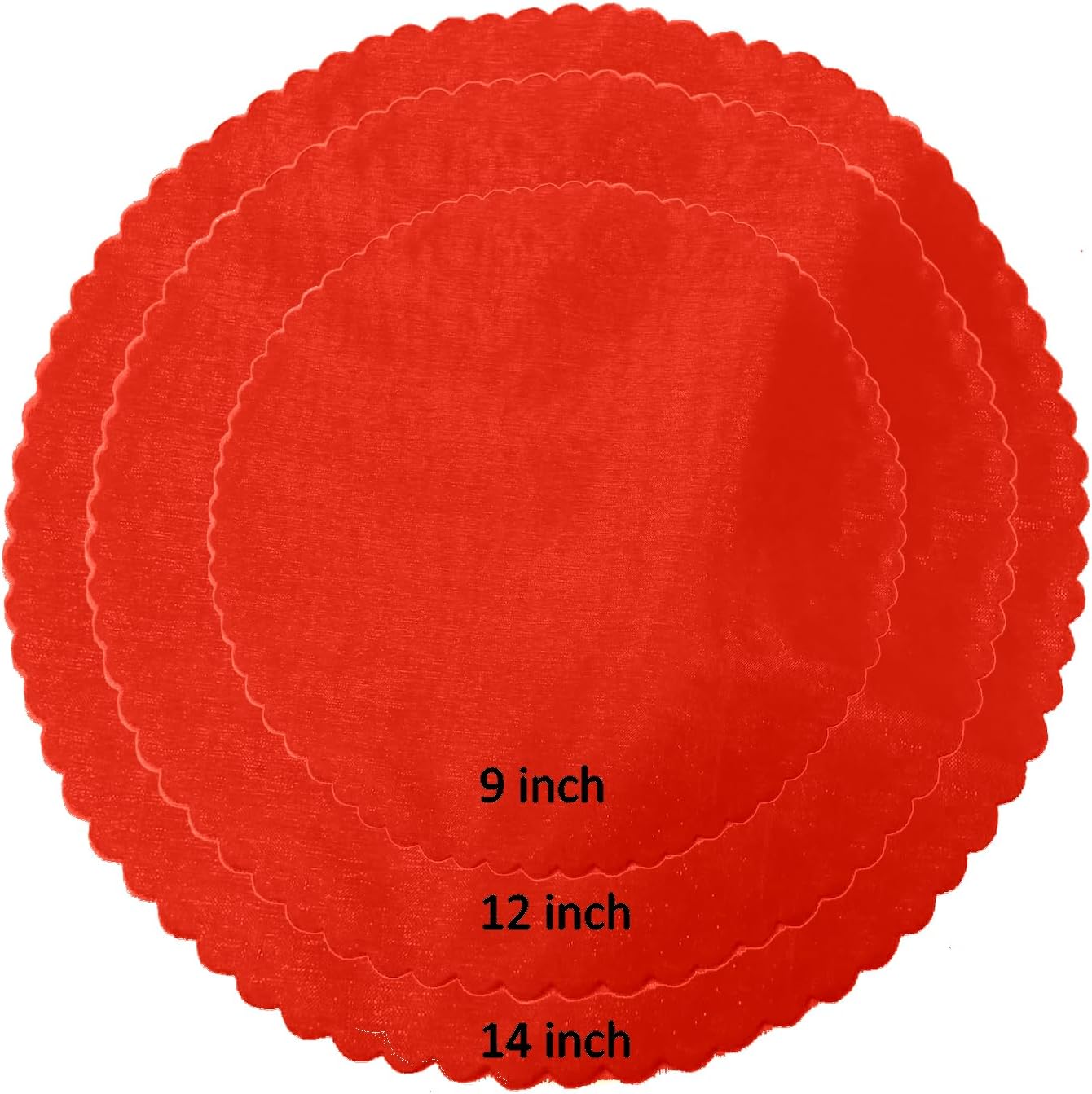 Party Favors Plus Red Organza Scalloped Circles 14 Inches 25 Count