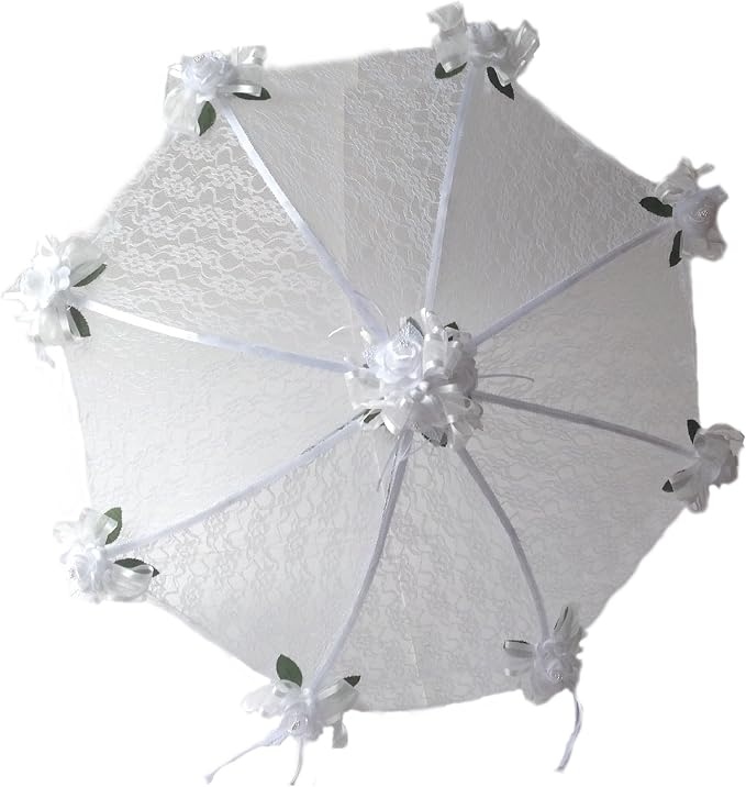 Party Favors Plus White Lace Umbrella Parasol 36 Inches