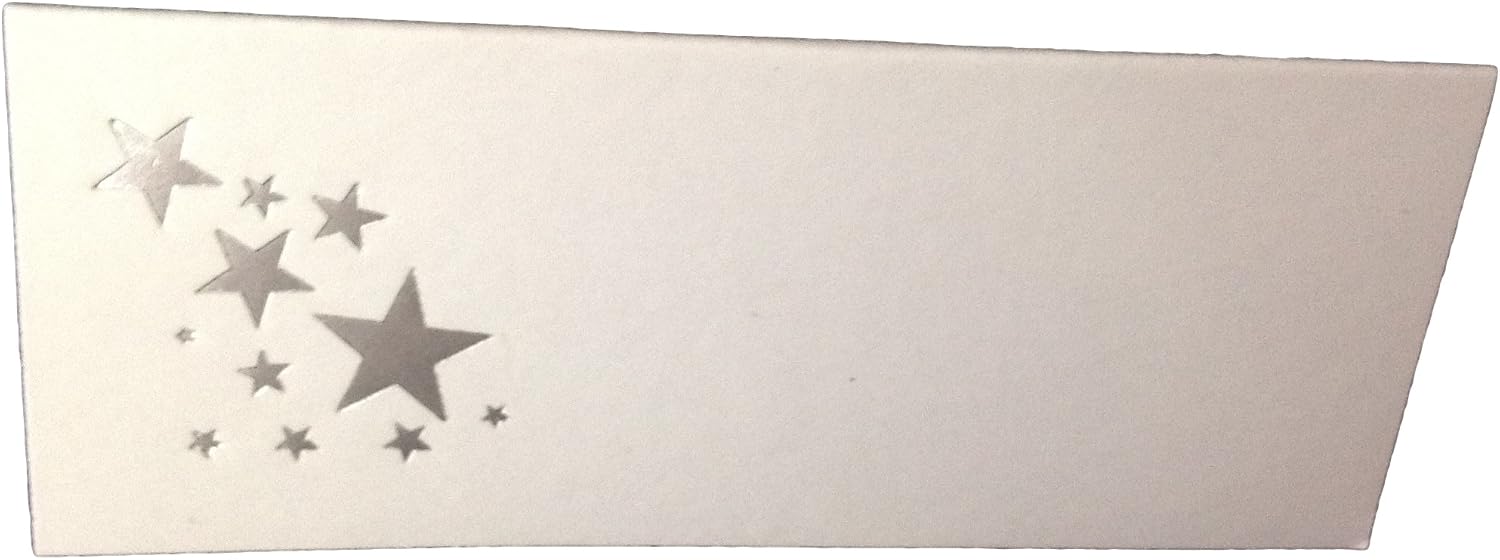 Party Favors Plus Silver Stars Tent Style White Place Cards 100 Count