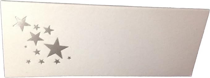 Party Favors Plus Silver Stars Tent Style White Place Cards 100 Count