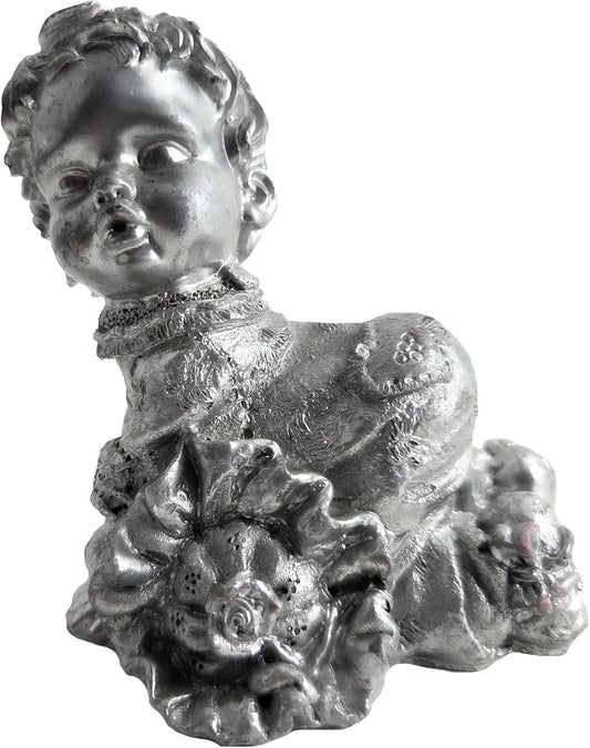 Party Favors Plus Silver Polyresin Crawling Little Girl Figurine 3.5 Inch