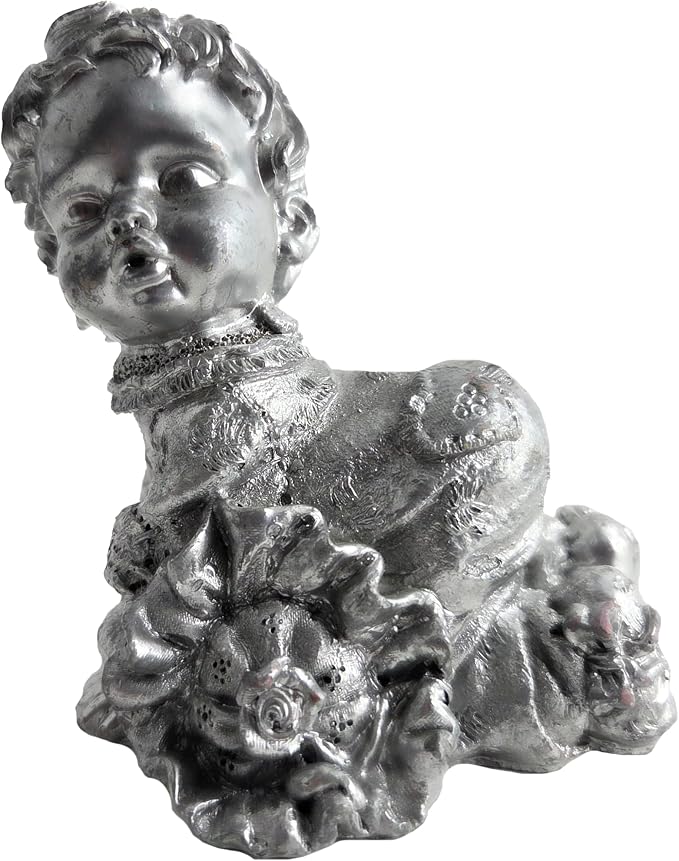 Party Favors Plus Silver Polyresin Crawling Little Girl Figurine 3.5 Inch