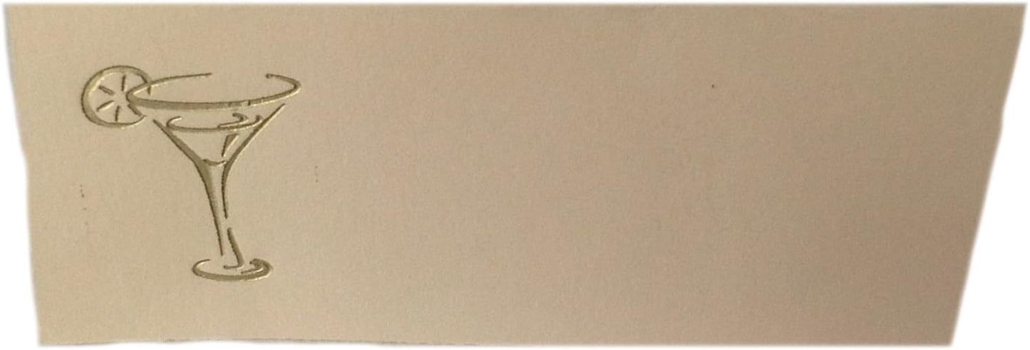 Party Favors Plus Gold Martini Glass Tent Style Ivory Place Cards 100 Count