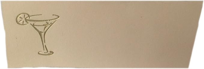 Party Favors Plus Gold Martini Glass Tent Style Ivory Place Cards 100 Count
