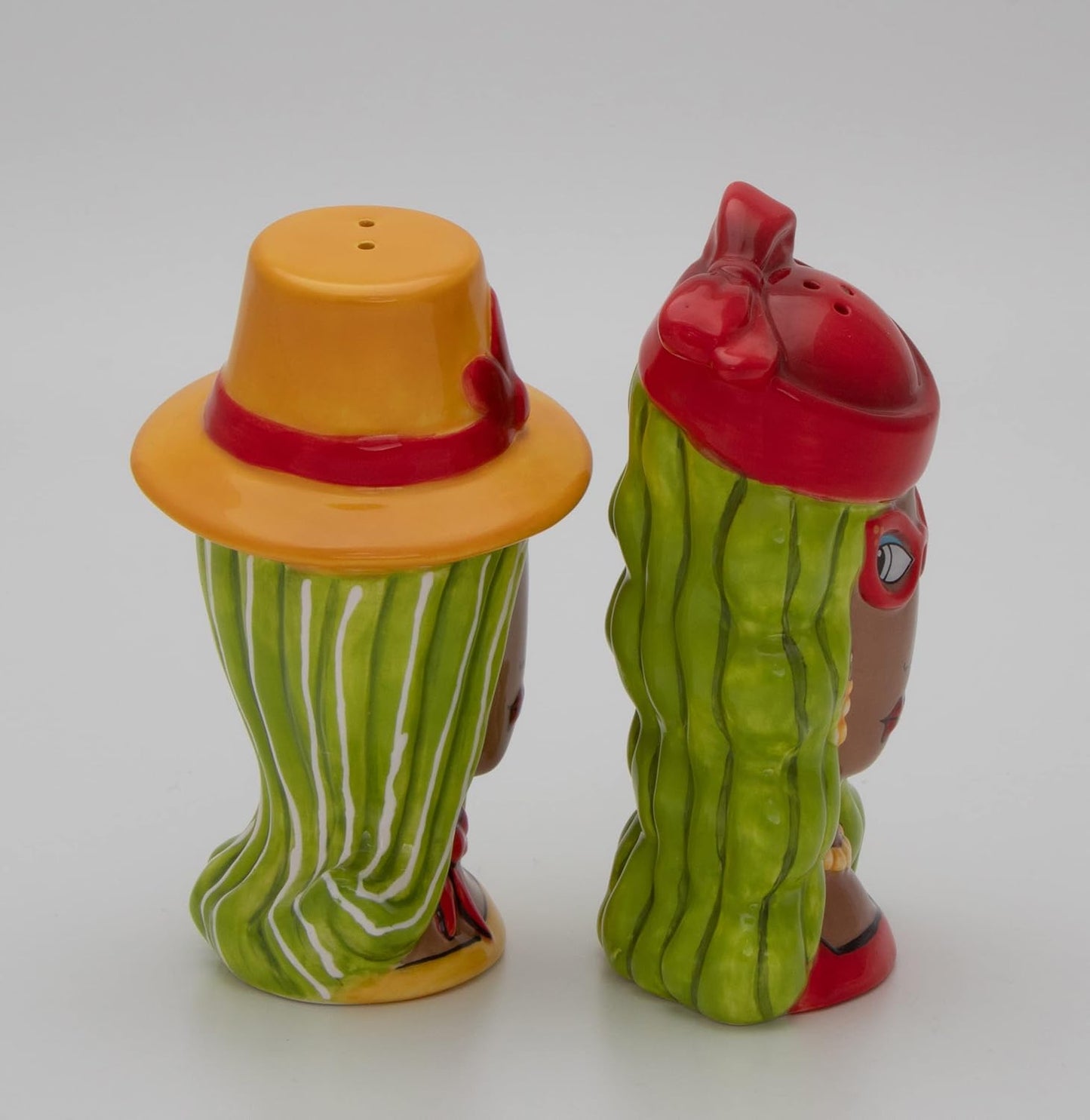 Cosmos Gifts Fine Ceramic Dollymamas African American Fashion Lady with Hats Salt & Pepper Shakers Set 4-1/2" H 62622