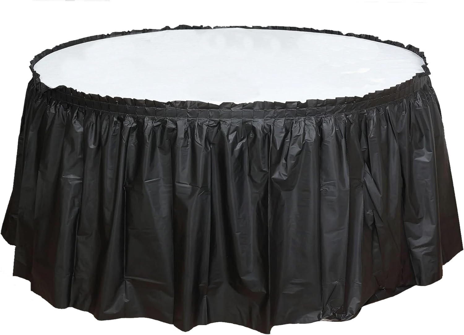 Party Favors Plus Black Plastic Tablecloth 84 Inch Round with Table Skirts 3 Piece Set