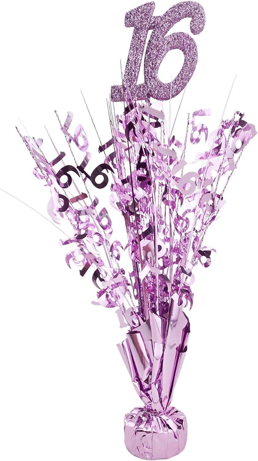 Pink 16th Birthday Balloon Weight Centerpieces, 2 Pieces