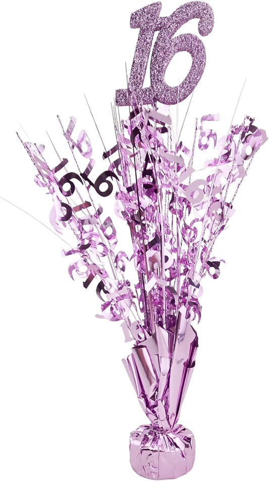 Pink 16th Birthday Balloon Weight Centerpieces, 2 Pieces