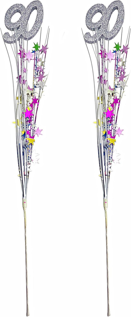 Multicolor Metallic Star 90th Birthday Sprays, 2 Pieces