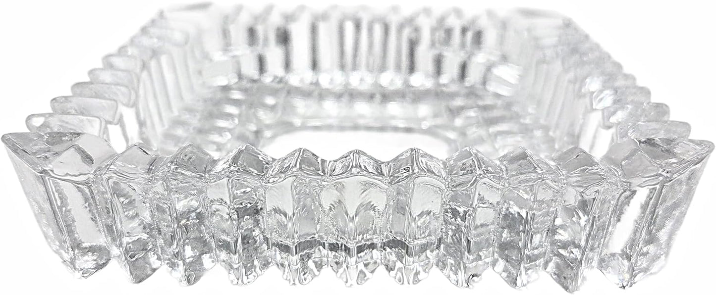 Party Favors Plus Clear Cut Glass Candy Dish Square Diamond Point 5x5 Inch