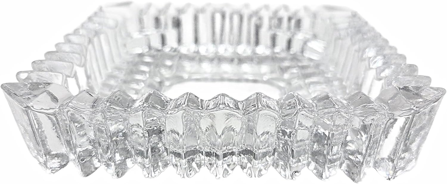 Party Favors Plus Clear Cut Glass Candy Dish Square Diamond Point 5x5 Inch