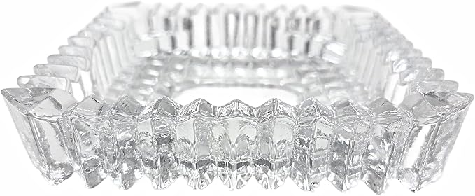 Party Favors Plus Clear Cut Glass Candy Dish Square Diamond Point 5x5 Inch