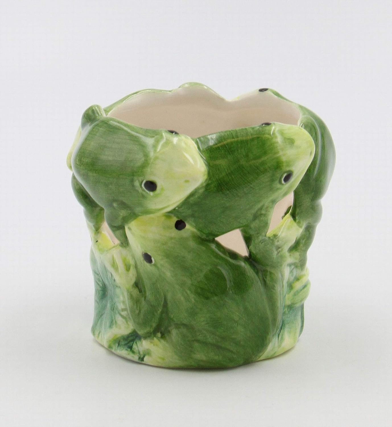 Cosmos Gifts Fine Ceramic Frog Lily Pads Tea Light Candle Holder 2-3/4 In Green