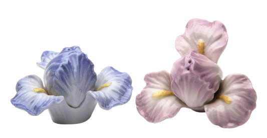 Cosmos Gifts Fine Porcelain Iris Flower Salt and Pepper Shakers Set 2-1/4" H