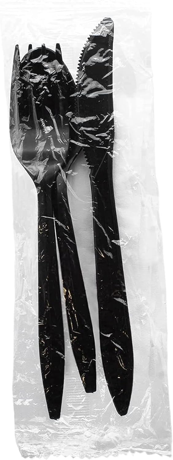 Party Favors Plus Black Plastic Cutlery Set 25 Count