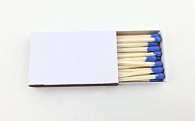 Party Favors Plus Wooden Matches White Box Royal Blue Tips 50 Count