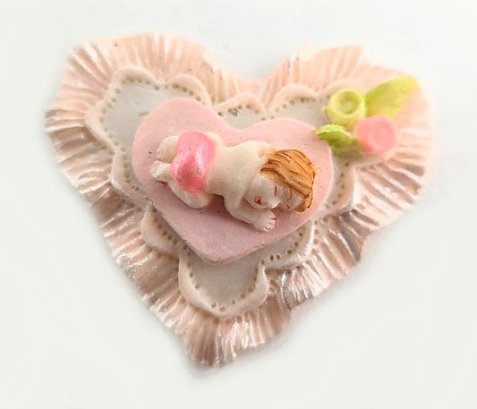 Party Favors Plus Cold Porcelain Baby Shower Favor Capia Sleeping Baby Pink Heart 10 Count