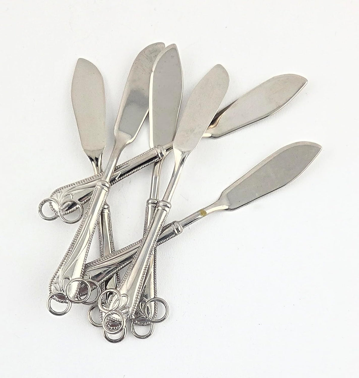 Stainless Steel Butter Knives with Beaded Handles, Set of 6
