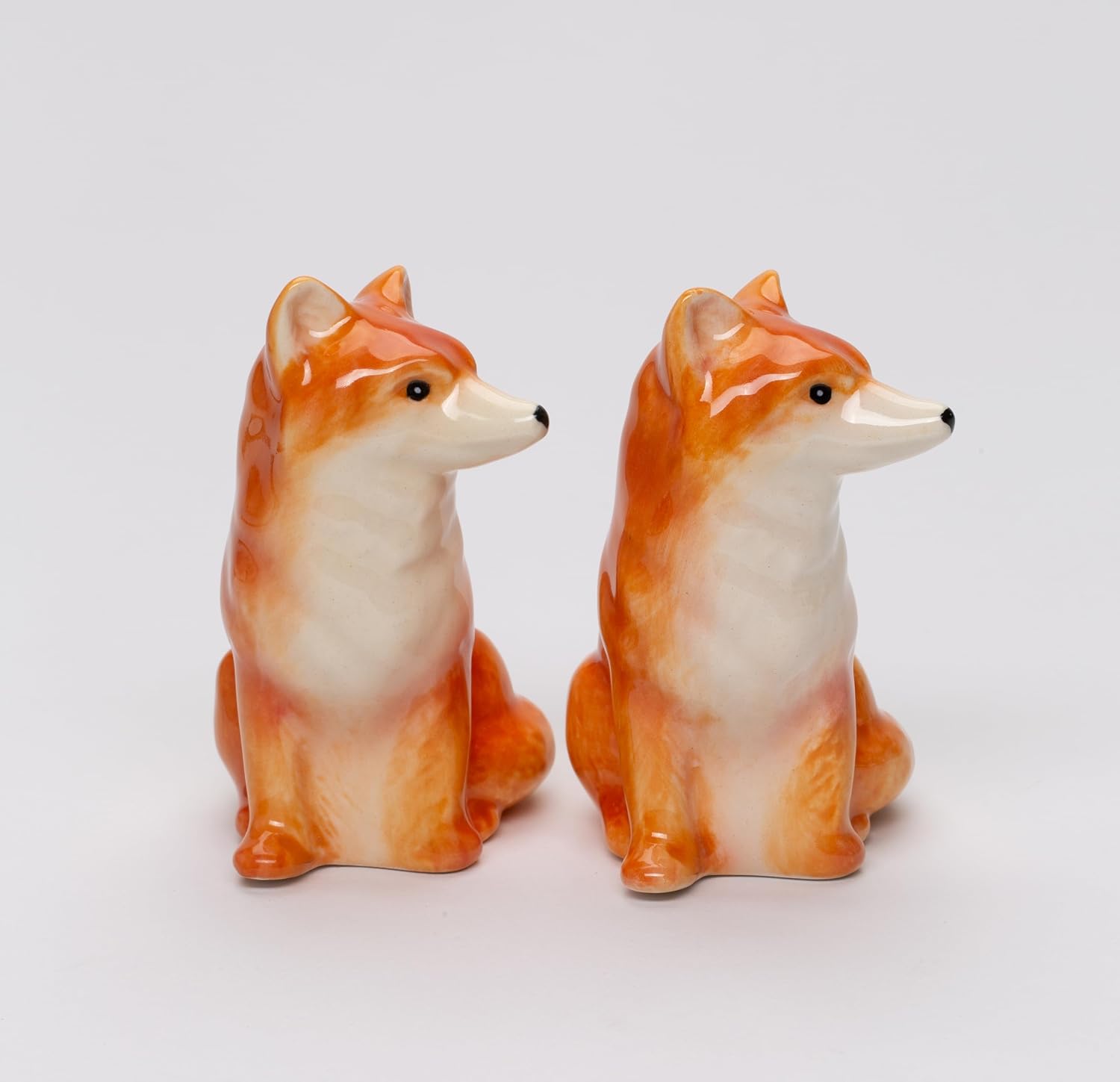 Cosmos Gifts Fine Ceramic Fox Salt and Pepper Shakers 3.5 In Orange Red