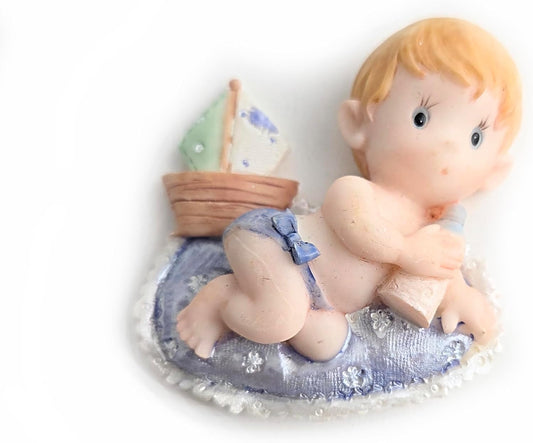 Party Favors Plus Blue White Polyresin Baby Magnet Figurine 3 Inch Set of 2