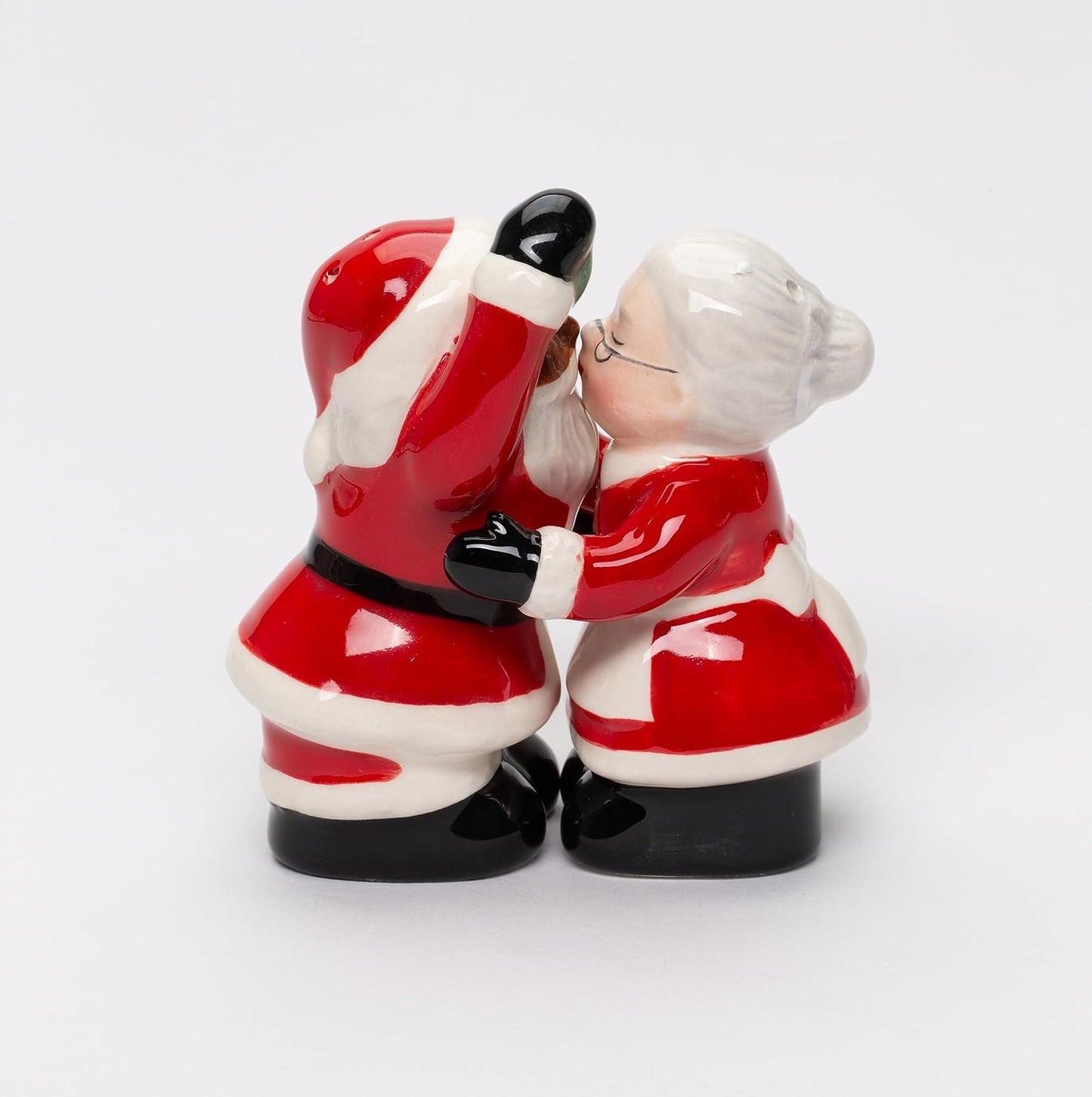 Cosmos Gifts Fine Ceramic Interracial Mr. & Mrs. Santa Salt & Pepper Shakers Set 3-5/8" H