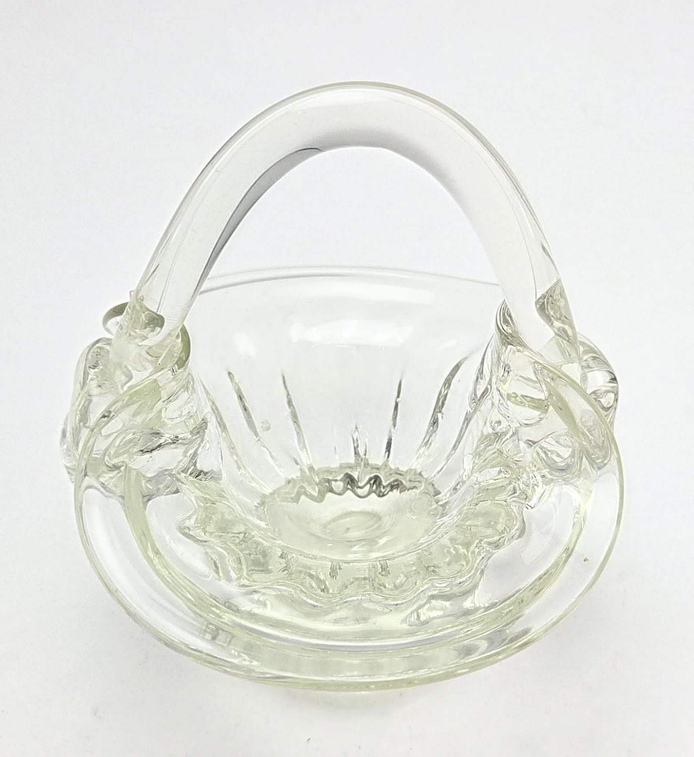 Party Favors Plus Clear Glass Basket Trinket Holder 4.5 Inch