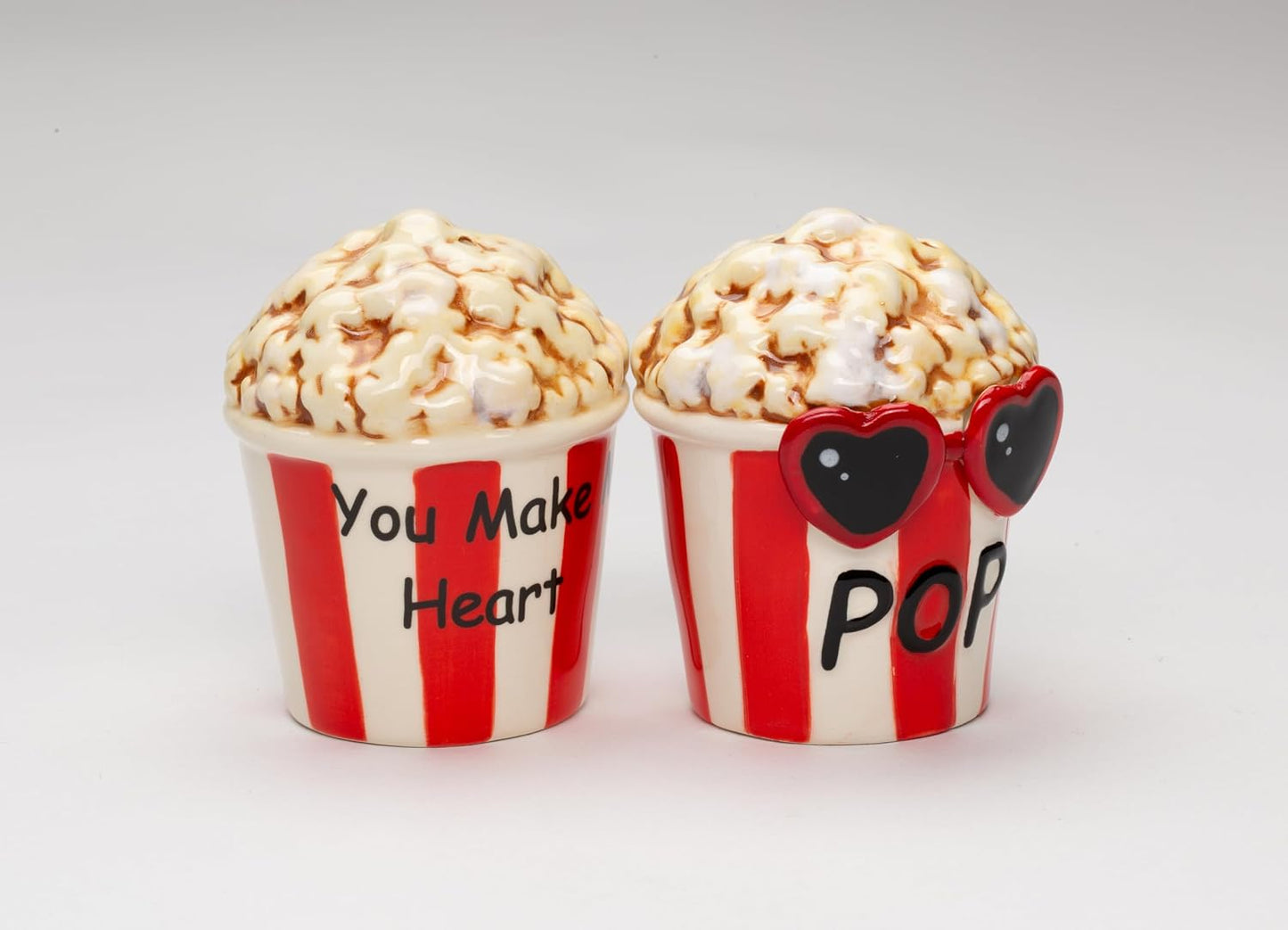Cosmos Gifts Fine Ceramic Pop Corn Love You Make My Heart Pop Salt & Pepper Shakers Set 3" H