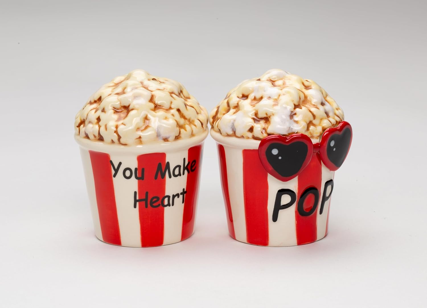 Cosmos Gifts Fine Ceramic Pop Corn Love You Make My Heart Pop Salt & Pepper Shakers Set 3" H