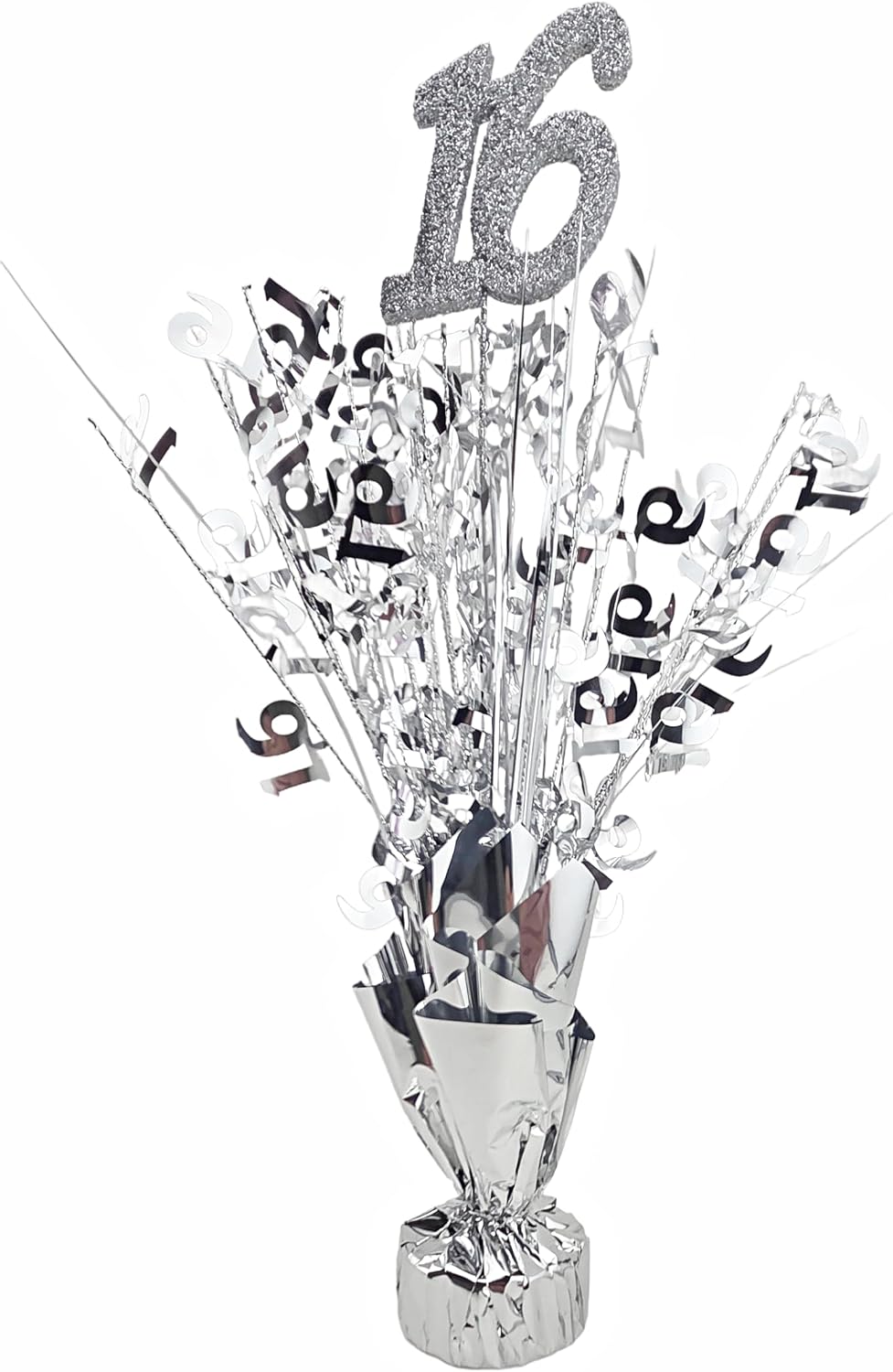 Silver 16th Birthday Balloon Weight Centerpieces, 2 Pieces