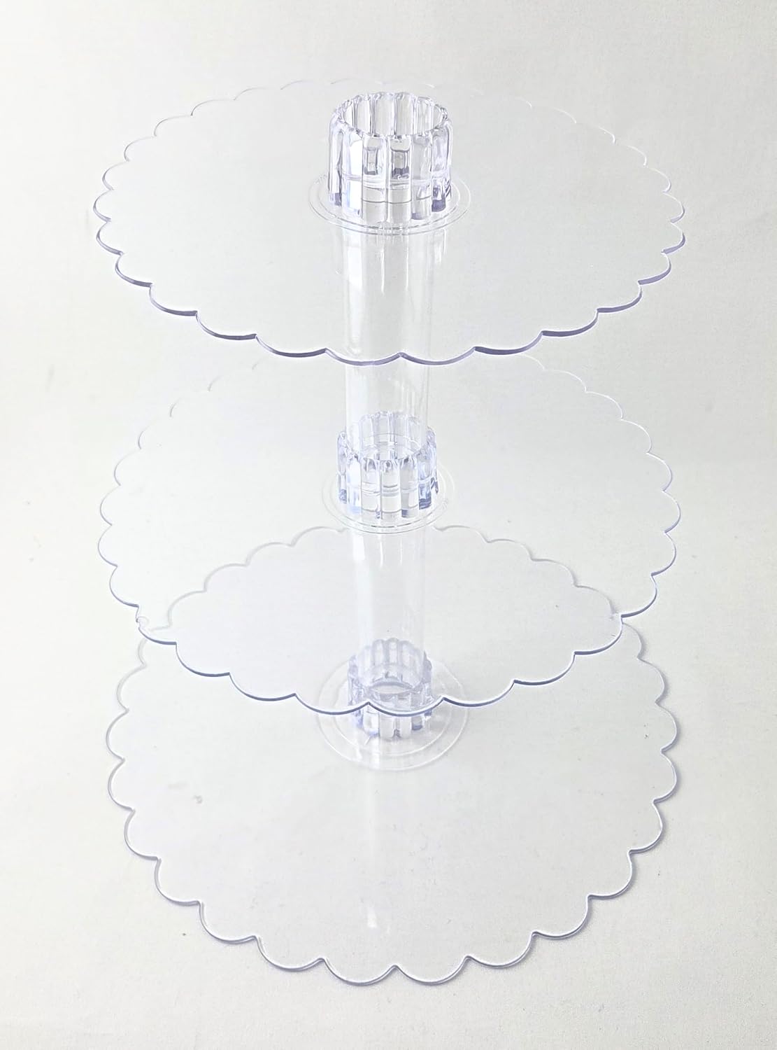 Party Favors Plus Clear Acrylic 3 Tier Cupcake Stand Scalloped Plates 14 12 8 Inch