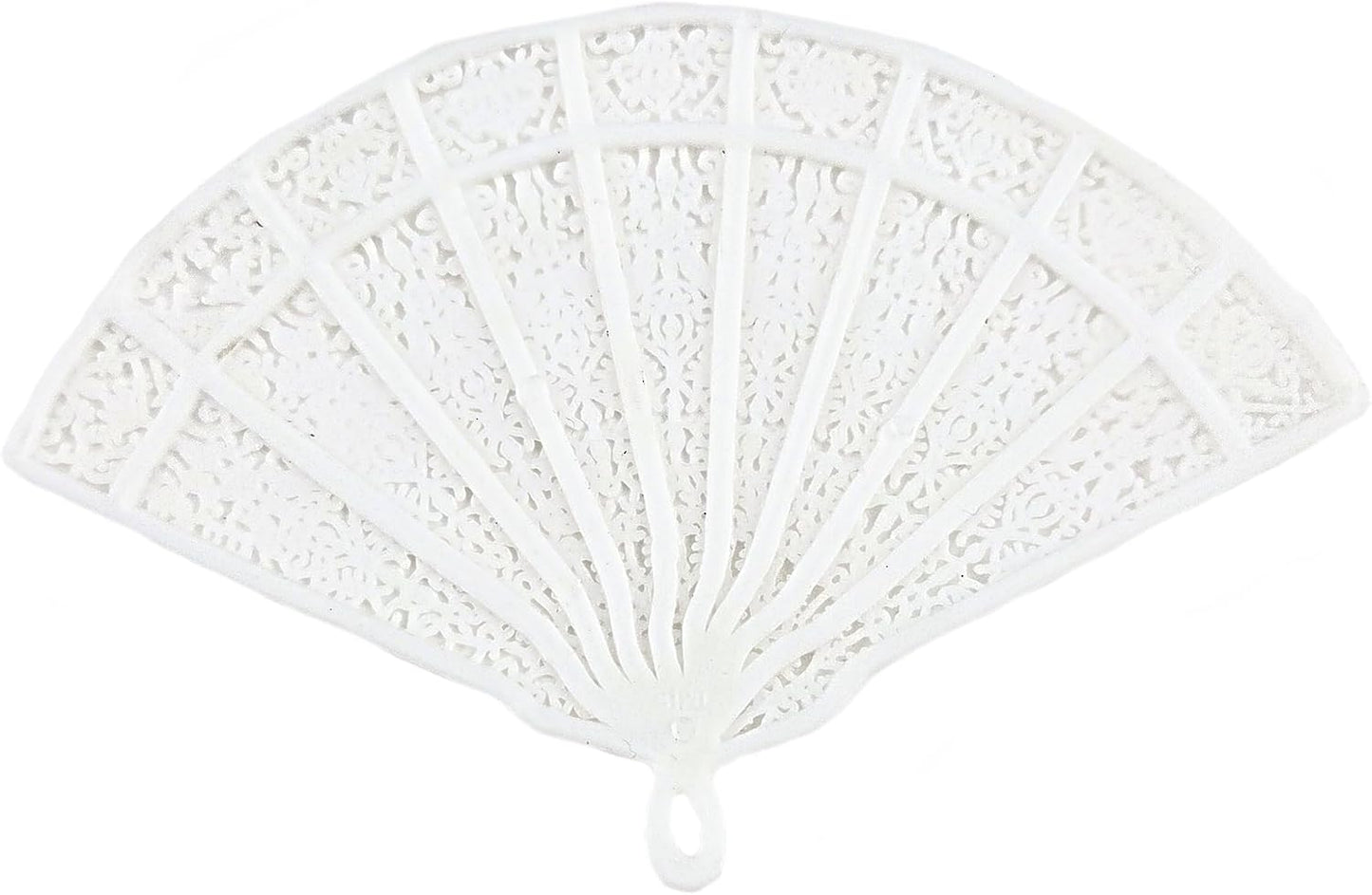 Party Favors Plus White Plastic Lace-Pattern Mini Hand Fans 5 Inch 24 Pack