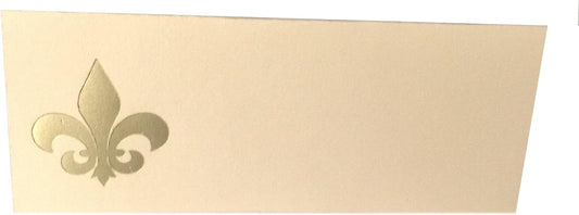 Party Favors Plus Ivory Place Cards Gold Fleur De Lis Tent Style 4.25x1.75 Inch 100 Count