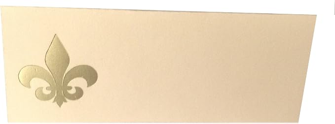 Party Favors Plus Ivory Place Cards Gold Fleur De Lis Tent Style 4.25x1.75 Inch 100 Count