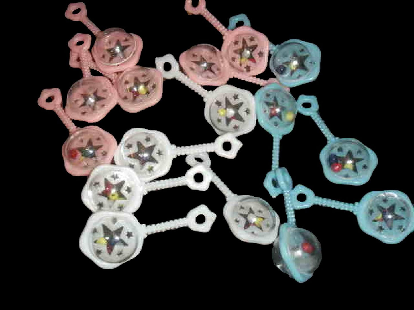 Party Favors Plus White Plastic Rattles with Beads 24 Count