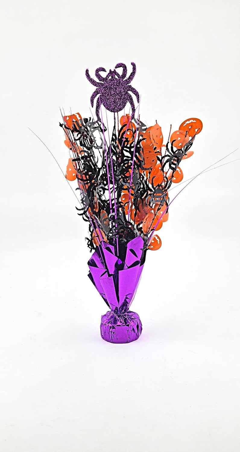 Halloween Balloon Weight Centerpiece Spiders Jack-o-Lanterns 2pc