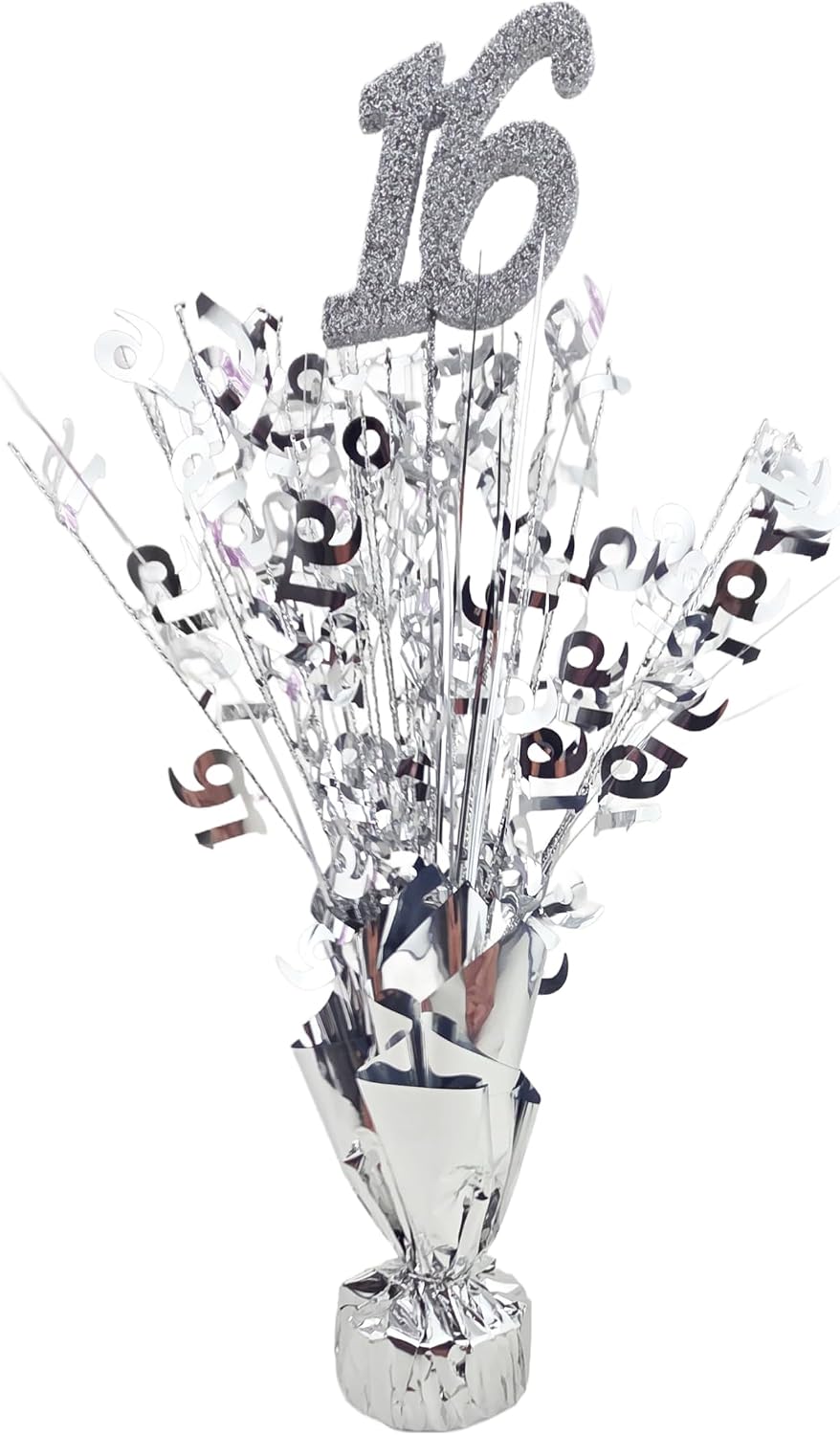 Silver 16th Birthday Balloon Weight Centerpieces, 2 Pieces