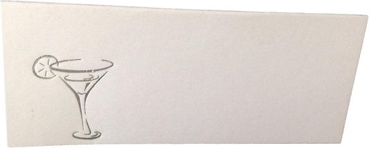 Party Favors Plus Silver Martini Glass Tent Style White Place Cards 100 Count