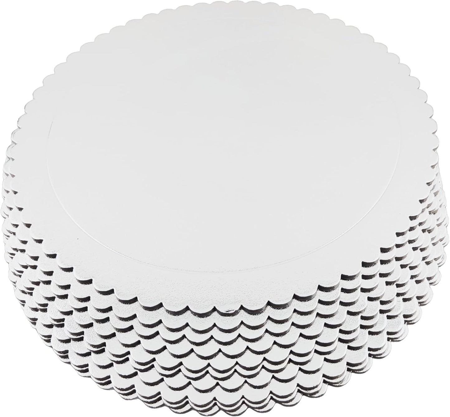 Party Favors Plus Round Cake Board White Scalloped Edge Cardboard 14 Inch Pack of 10
