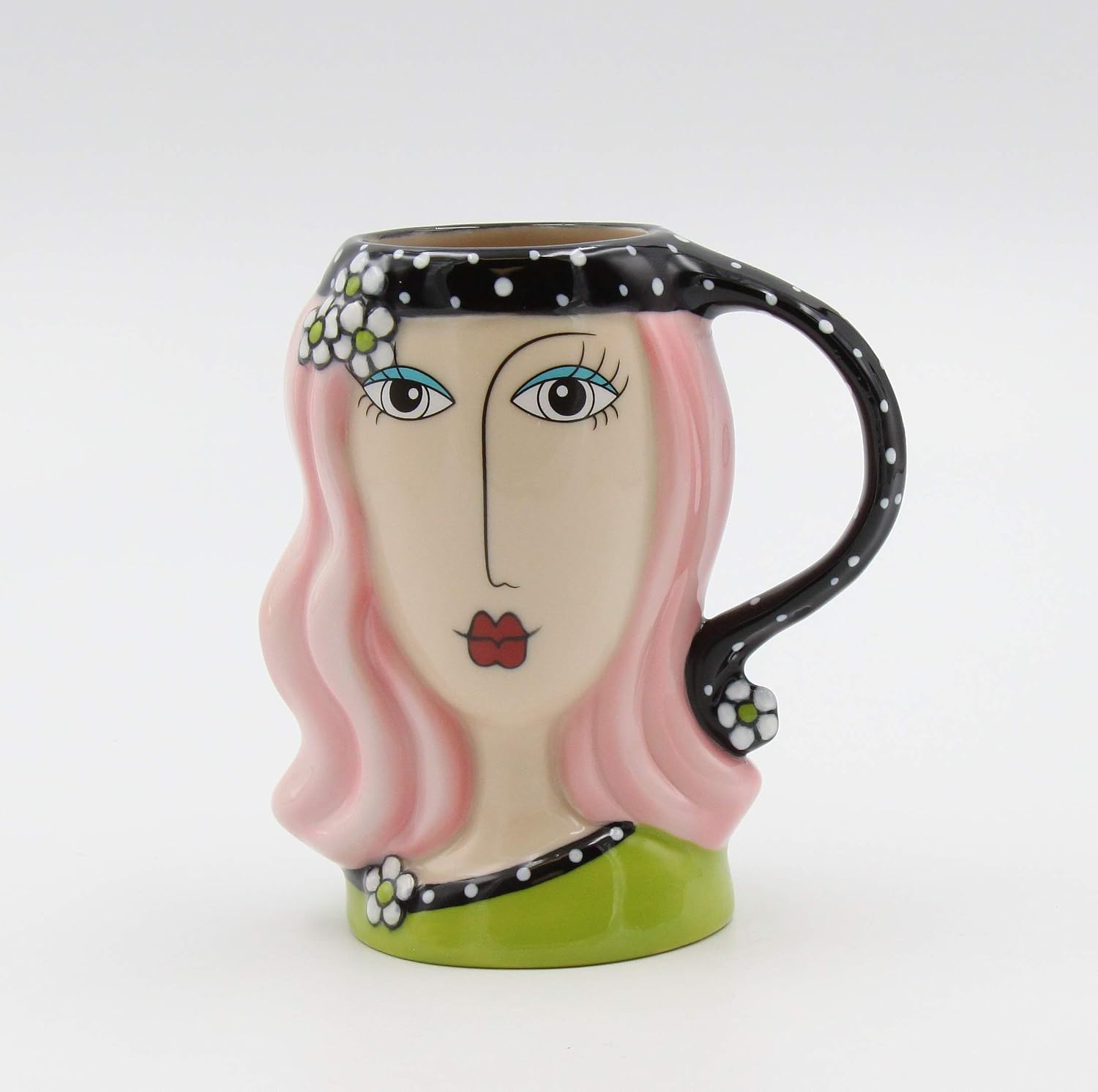 Cosmos Gifts Fine Porcelain Peace Hippie Lady with Daisy Flowers Bandana Headband Design Mug 5" H