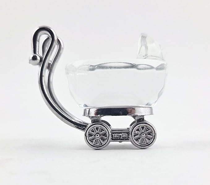 Party Favors Plus Crystal Stroller Baby Shower Favor Clear Silver 1.5 Inch 1 Count