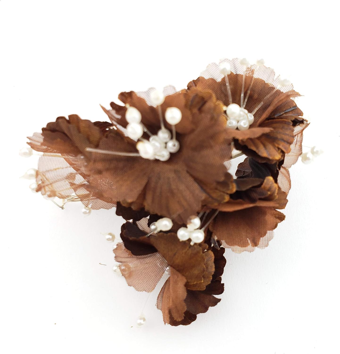 Party Favors Plus Silk Daisy Flower Favor Picks with Center Pearls Brown 36 Count
