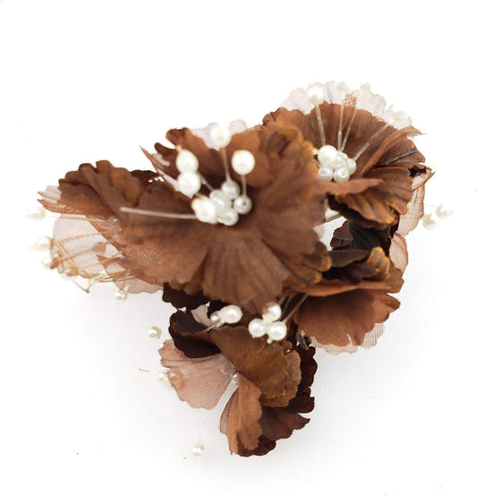 Party Favors Plus Silk Daisy Flower Favor Picks with Center Pearls Brown 36 Count