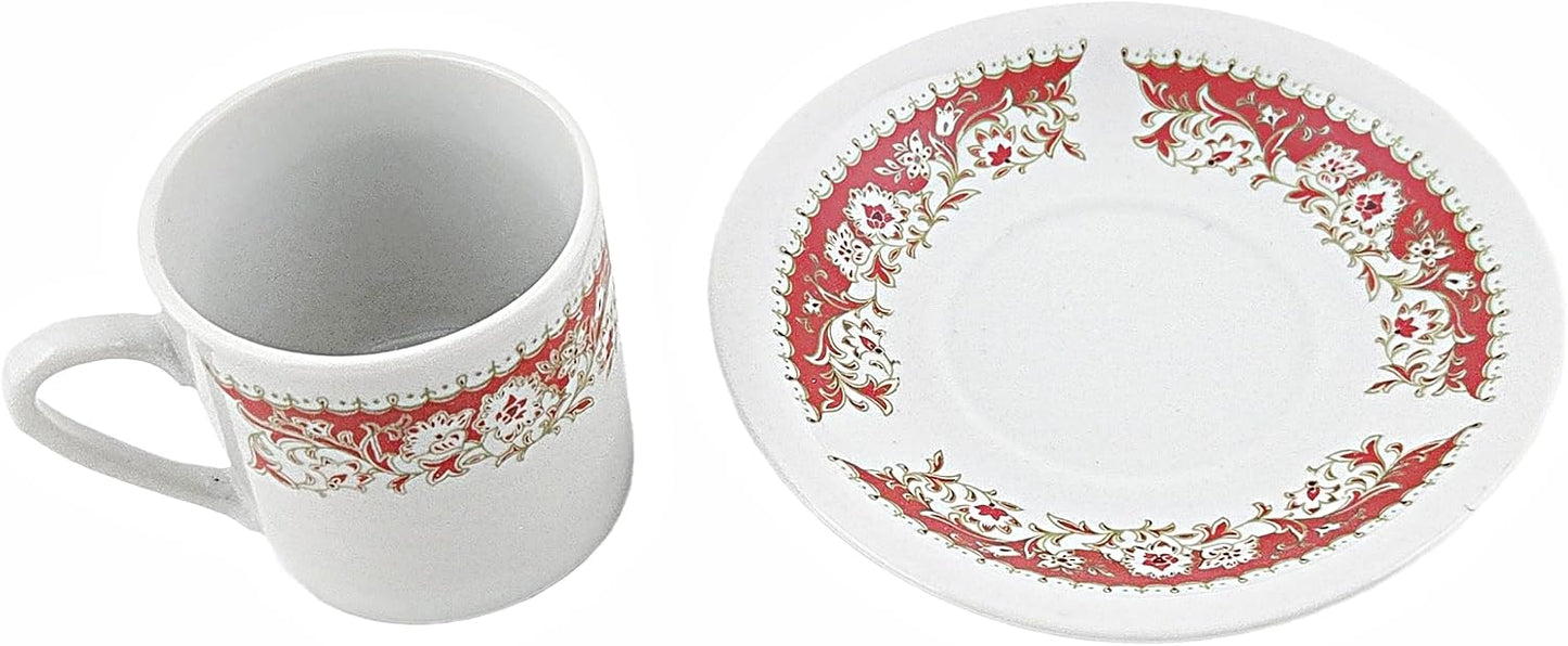 Party Favors Plus Fine Porcelain Coffee Cup and Saucer Set 12 Piece White Floral