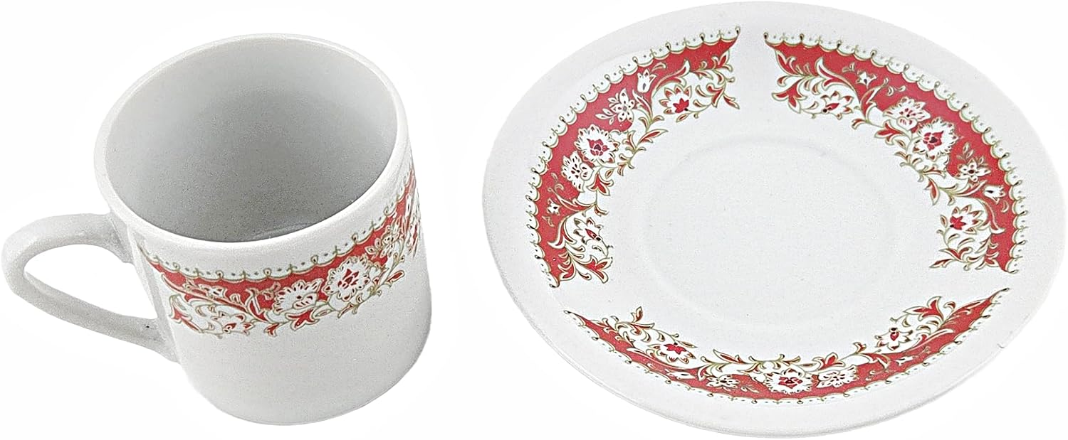 Party Favors Plus Fine Porcelain Coffee Cup and Saucer Set 12 Piece White Floral